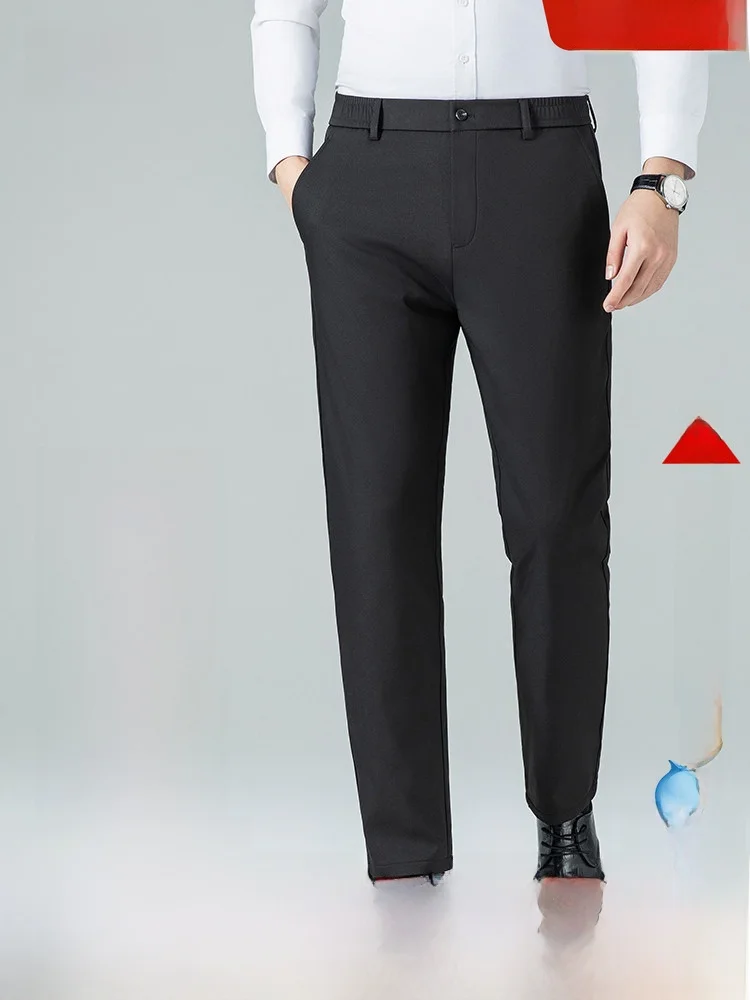 

Snow Flng 2026 Men's Long down Trousers Thiened Winter Busin Casual Straight Leg Pants Du down Filling Outerwear