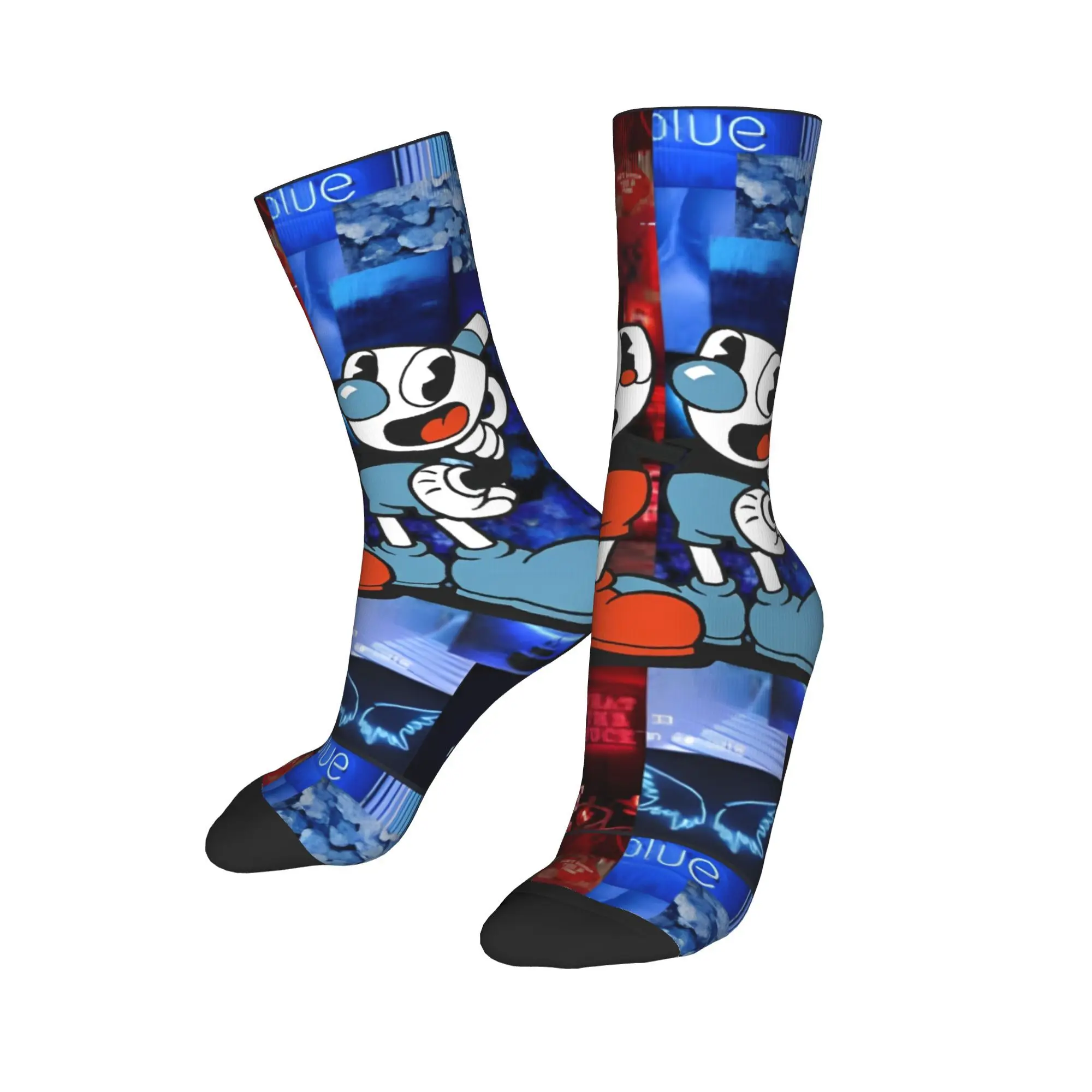 Cuphead and Mugman Printed Socks Outfits for Party Wear Cozy  Dress Socks