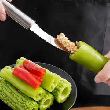 1pcs chili core remover, an ergonomic kitchen tool, suitable for peppers, sweet peppers, bitter gourds, cucumbers and zucchinis.