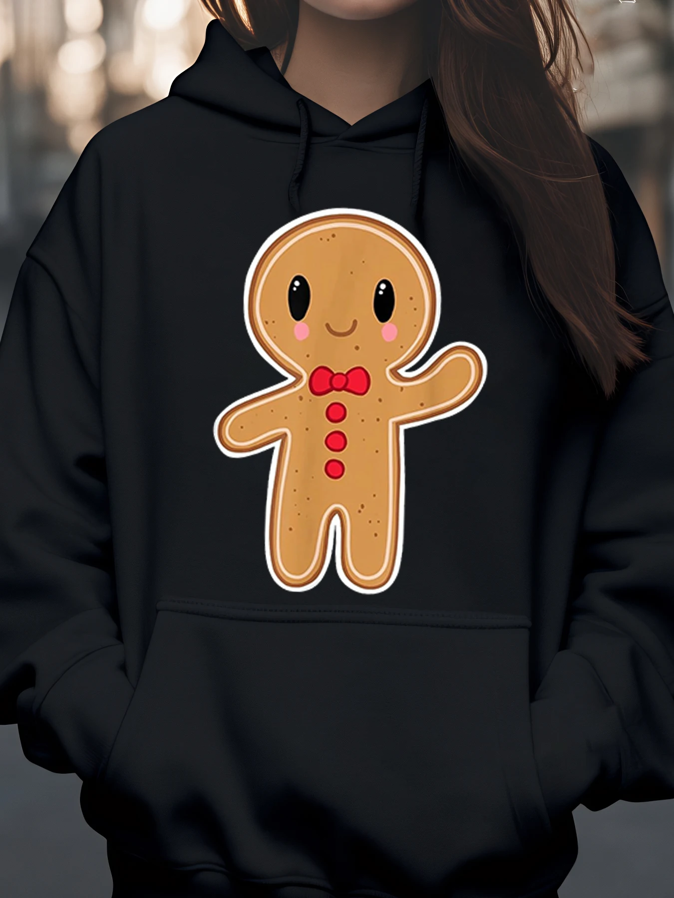 

Рождественская толстовка с принтом пряничного человечка, уютная праздничная одежда для женщин и девочек
