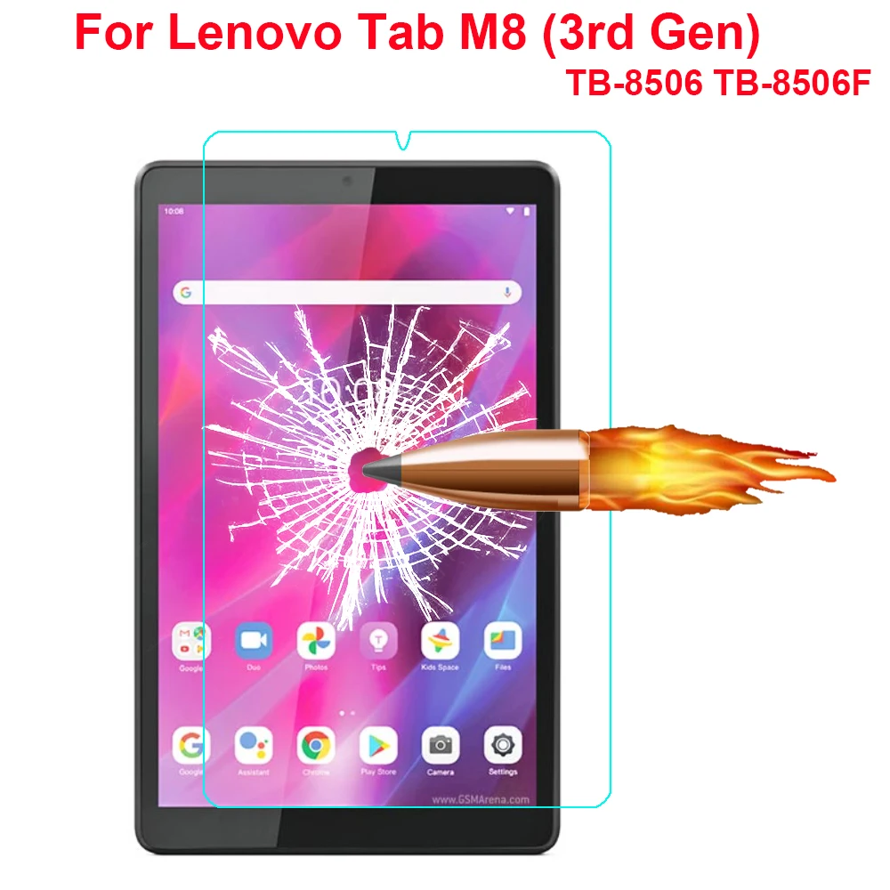 

9H For Lenovo Tab M8 (3rd Gen) TB-8506 TB-8506F 8 inch HD Film Clear Tempered Glass Tablet Screen Protector Anti Scratch