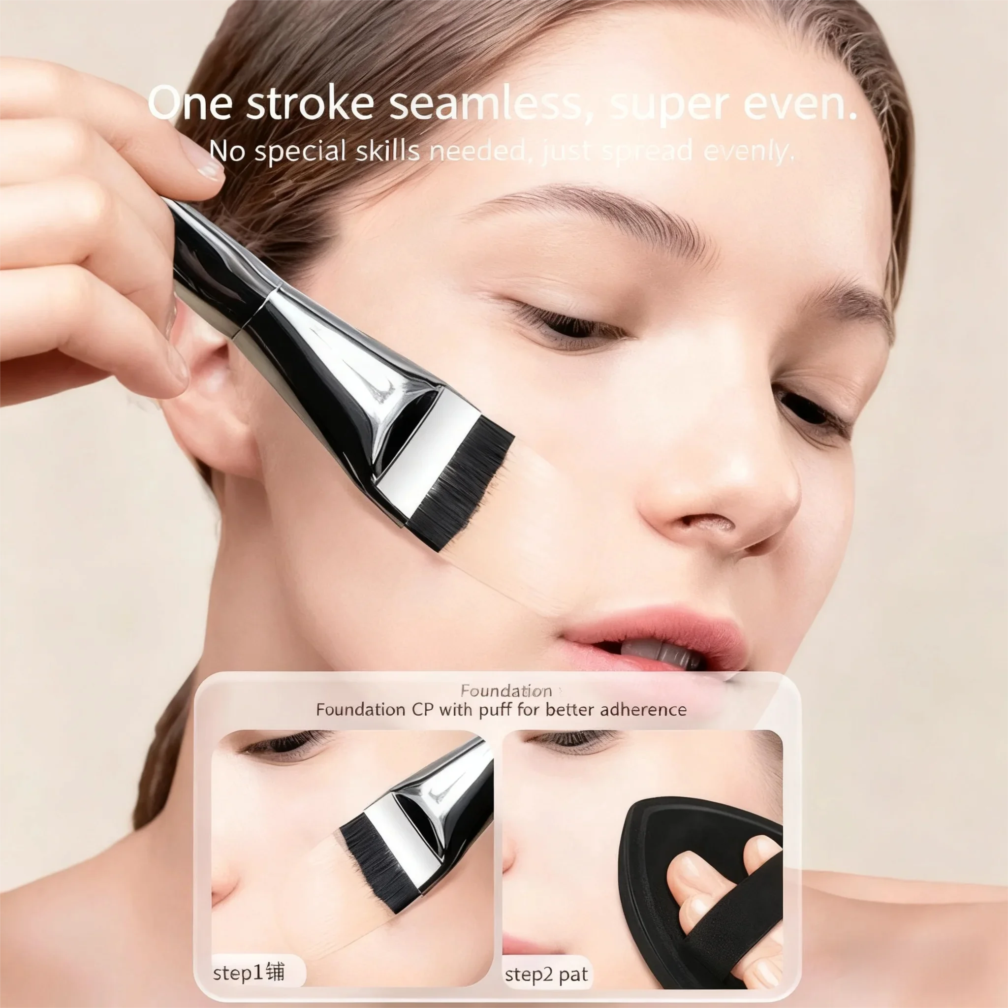 

Ultra Thin Foundation Brush Lightweight and Thin Face Contour Brush Flat Contour Brush Blending Foundation Cream Makeup Brushes