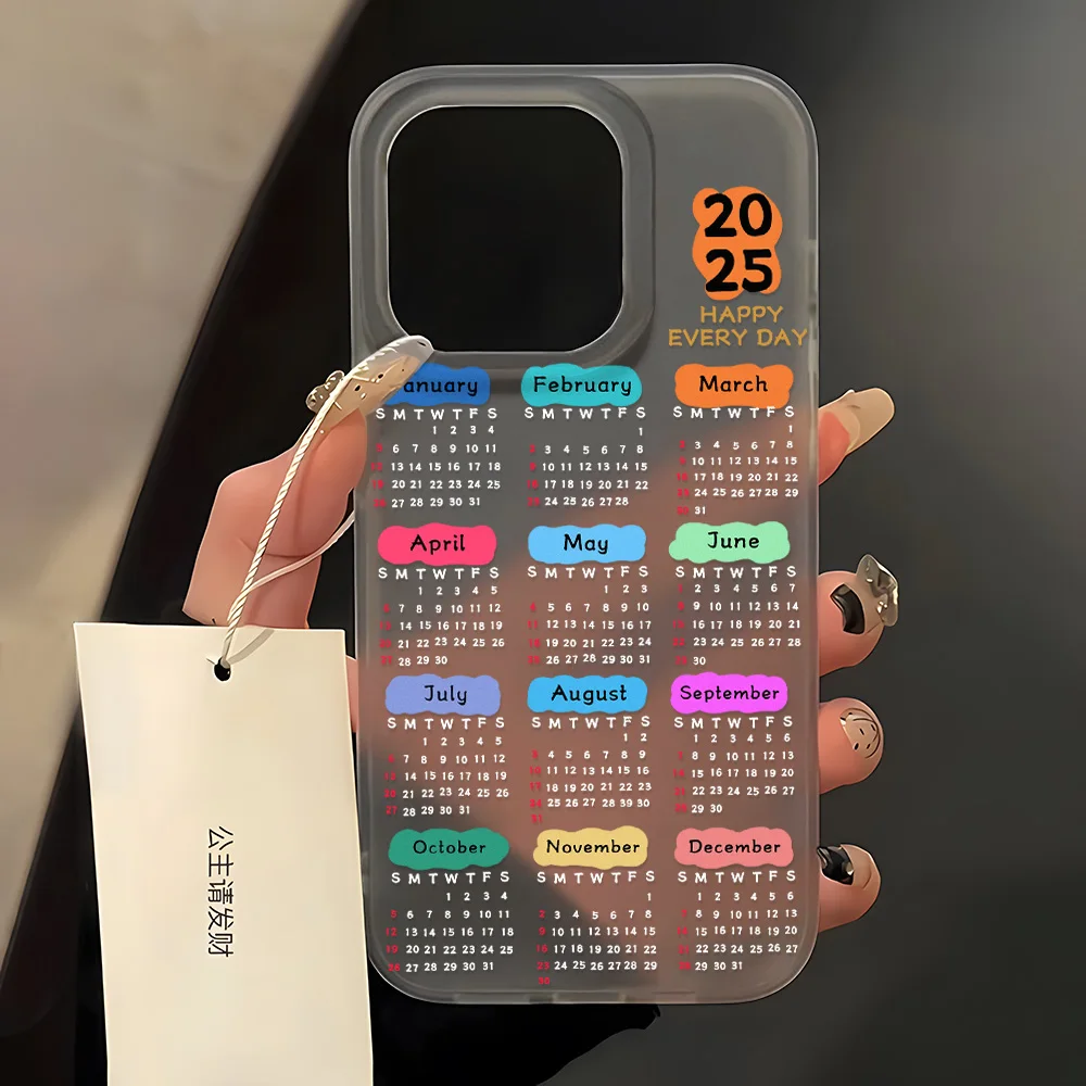 

Calendar Phone Case For iPhone 16 Pro Case Funda iPhone 13 11 12 15 14 Pro Max 13 12 Mini 16 Plus Ultra Thin Matte Clear Cover