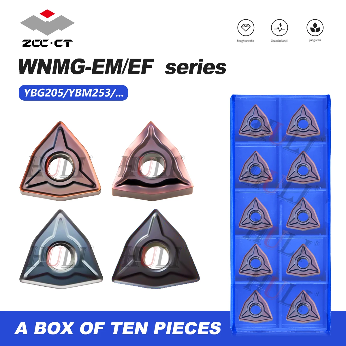 

ZCCCT 100% Original WNMG080404-EF WNMG080408-EF YBG205 205H 202YBM253 251CNC Lathe Carbide Turning Insert Steel Parts Processing