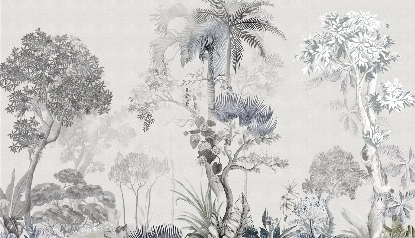 Customized Size Mural Vintage Rainforest Plants Leaves Wallpaper Forest Animals Bananas Leaves Palm Leaves decorative painting
