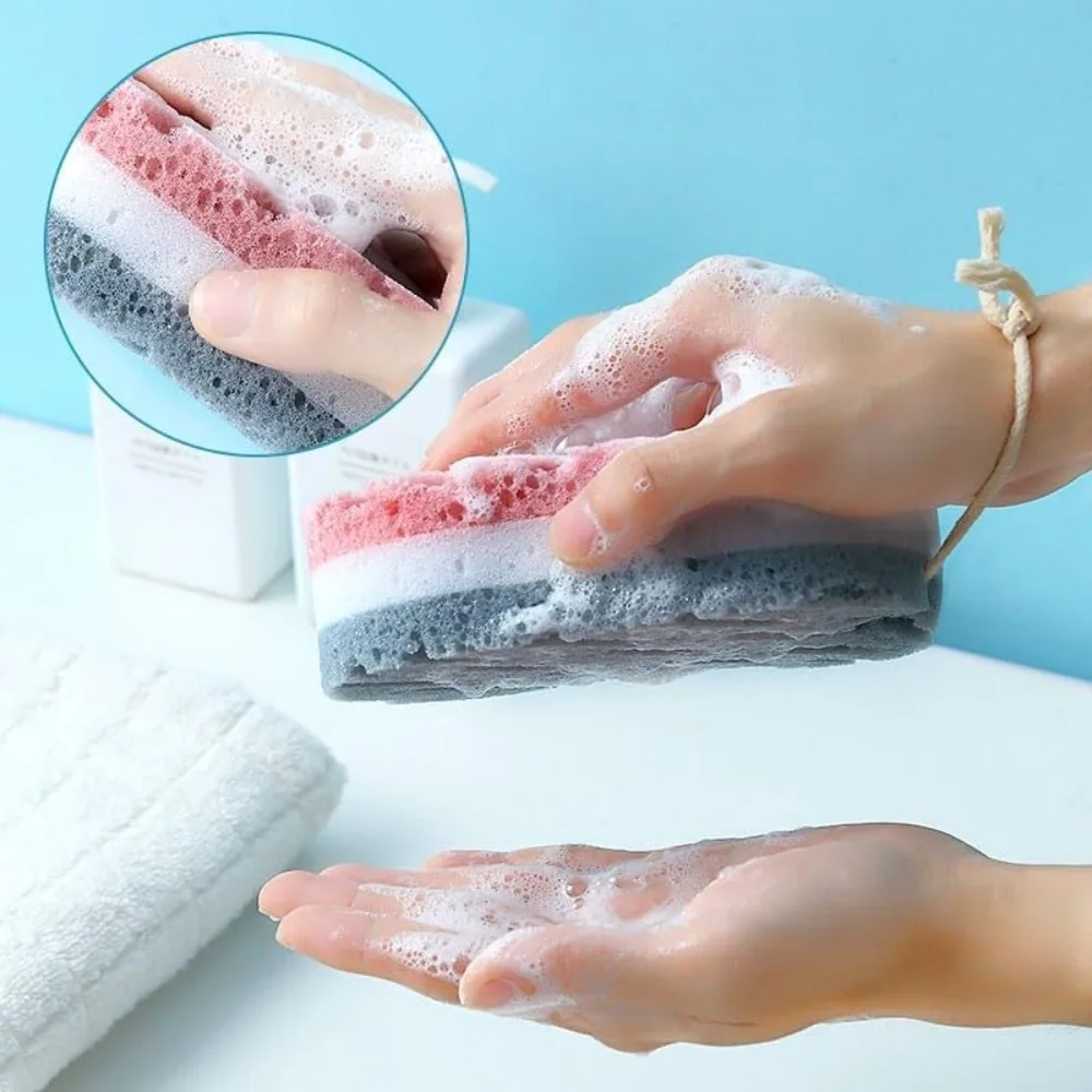 Soft Exfoliating Bath Sponge Triple Color Shower Loofah Spon