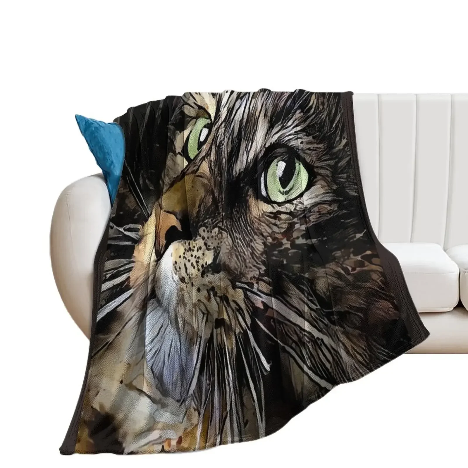 Myriss, cat, cat, chat, lea roche painting Throw Blanket Thermals For Travel sofa bed funny gift Blankets