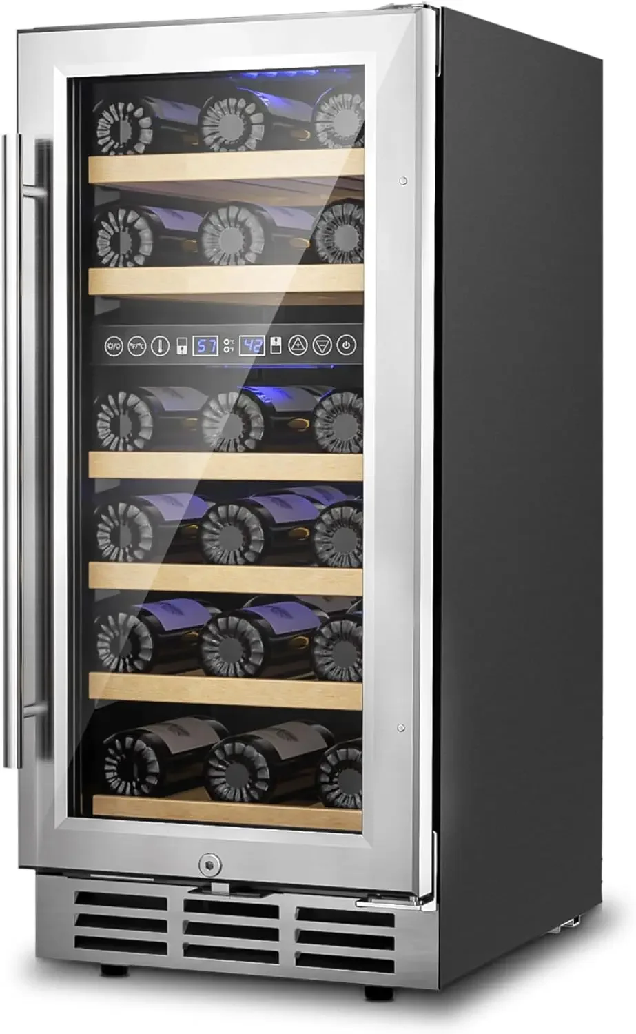 15 Inch Dual Zone Wine Refrigerator, 29 Bottle Under Counter Wine Fridge, Wine Refrigerator for Built-In or