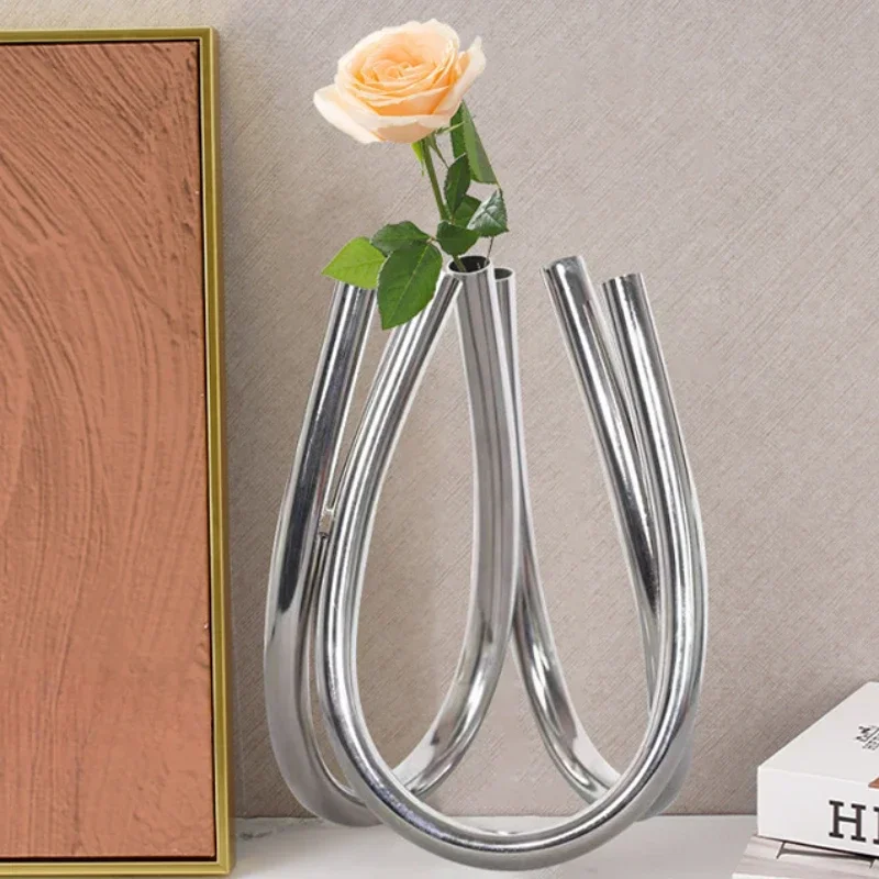1pc Metal U-shaped Vase Ornament Metal Flower Planter Living Room Home Decor Wedding Gift Office Decorations U-shaped Design