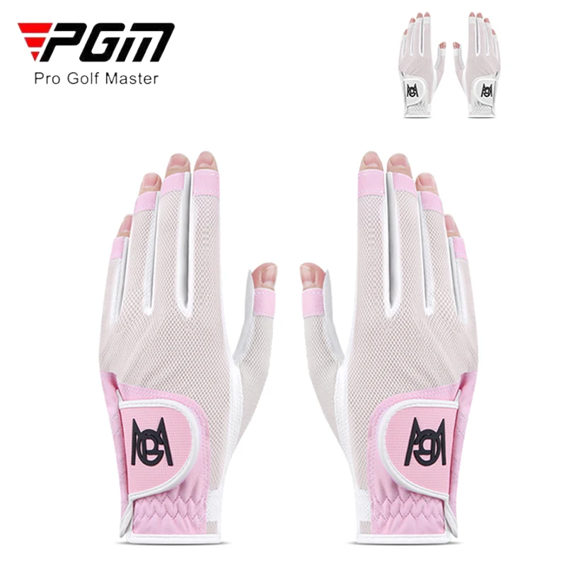 

PGM 1 Pair Women Breathable Mesh Golf Gloves Ladies Fingerless Anti Slip Sport Gloves Left and Right Hand Elastic Golf Mittens