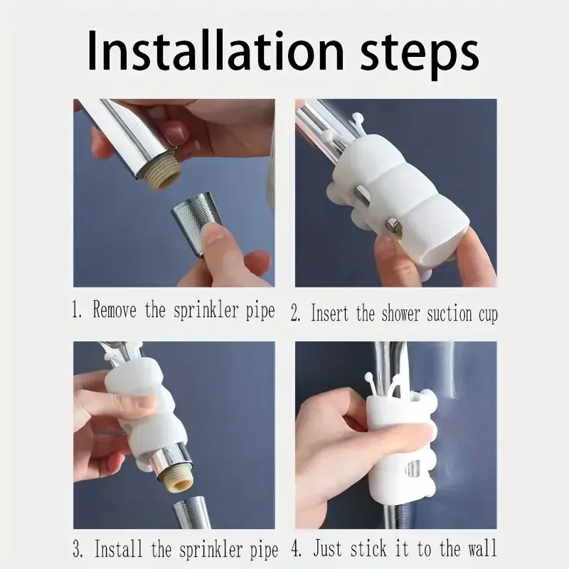 2Pcs Suction Cup Brackets Removable Silicone Shower Head Holder Wall Mount Hower Storage Shelf Rack Bathroom Supplies