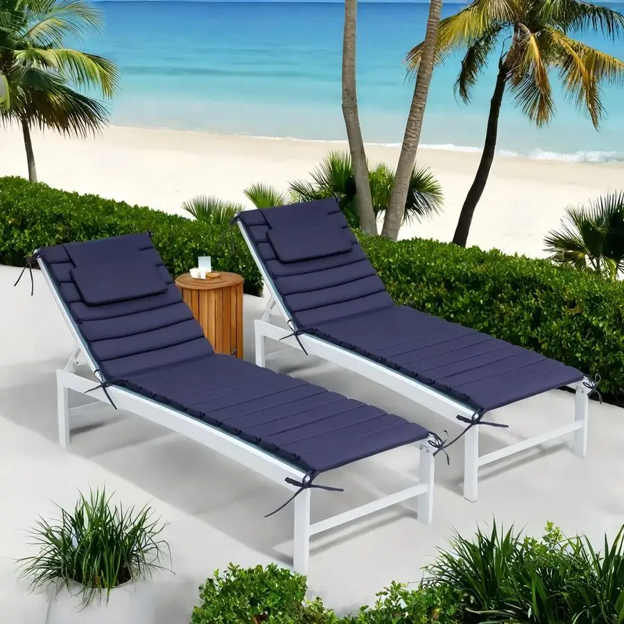 

Lounge Cushions Outdoor Set of 2, Comfortable Chair Cushion for Patio Furniture Weather Resistant for Lawn, Pool 2, Navy Blue, 8
