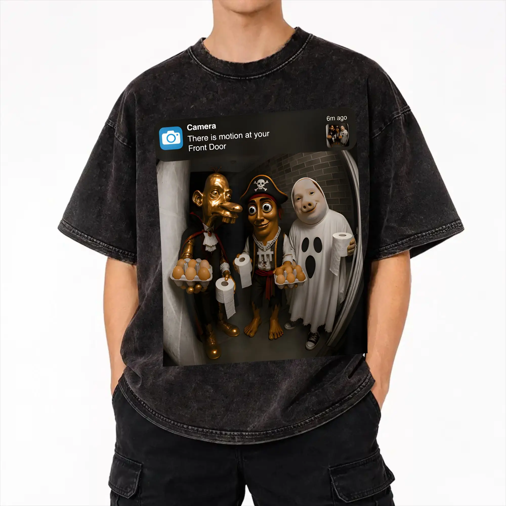 Graphic Printed There is Motion at Your Front Door Tung Tung Tung sahur Meme Washed Shirt Merch Harajuku T-Shirt  Men Women Tees