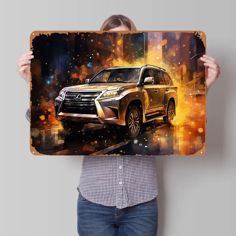 My Lexus GX Car Sign Wall Art Decor Retro Vintage Metal Tin Sign Plaques for Garage Wall Decoration Gaming Room Decoration Home