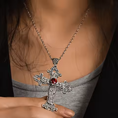Anime Death Note Misa Amane Cosplay Necklace Cross Pendant Chain Women Men Jewelry Gothic Lolita Prop Accessories Halloween