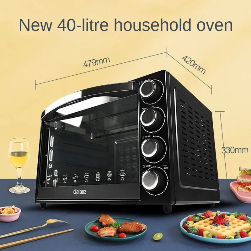 Electric Oven Household Oven 40L, Independent Temperature Control Multi-layer Baking Oven Lamp Pizza Oven Electric Kitchen Oven