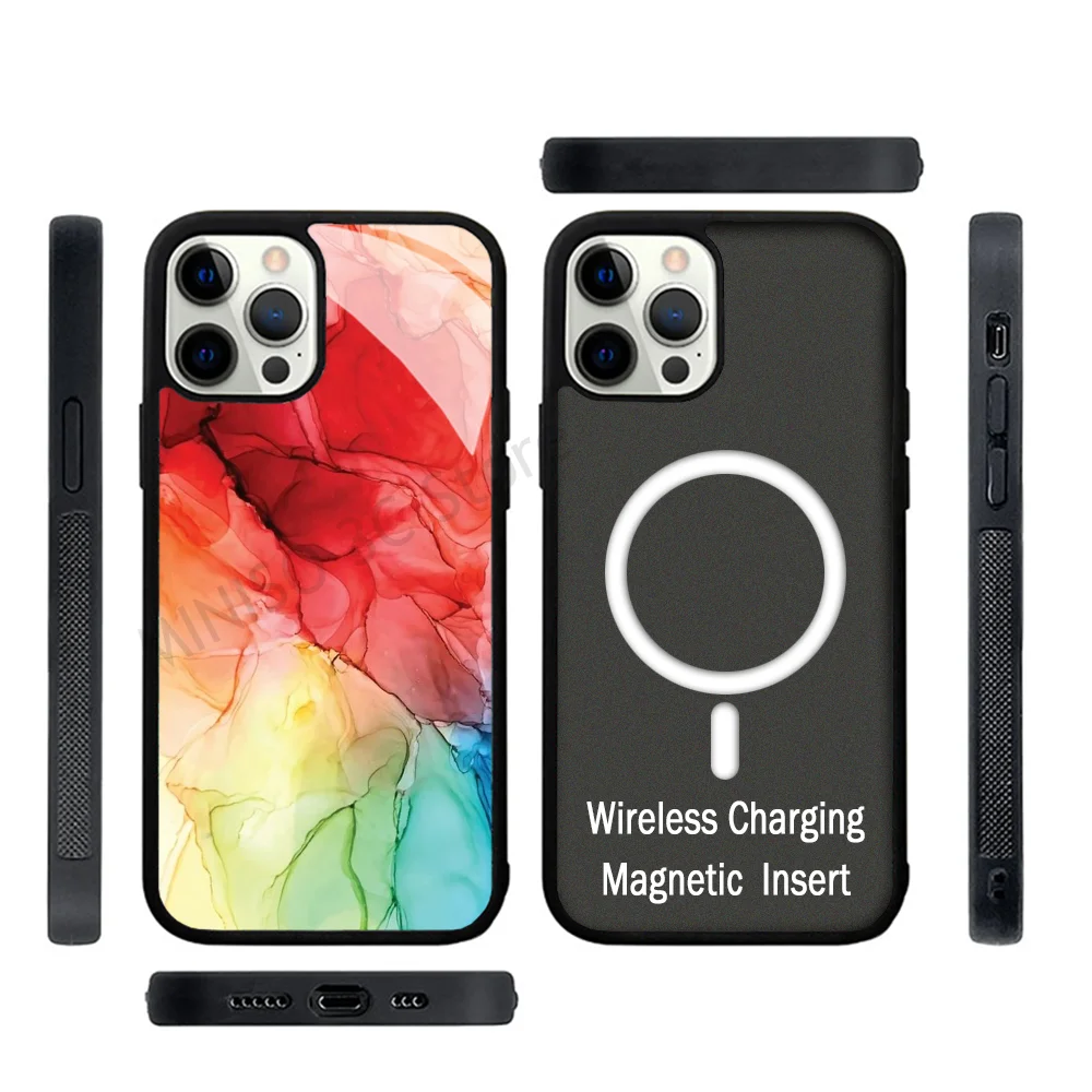 Rainbow Good Vibes Abstract Painting Phone Case Strong Magnetic For IPhone 15 14 13 Pro Max 11 12 Mini For Magsafe