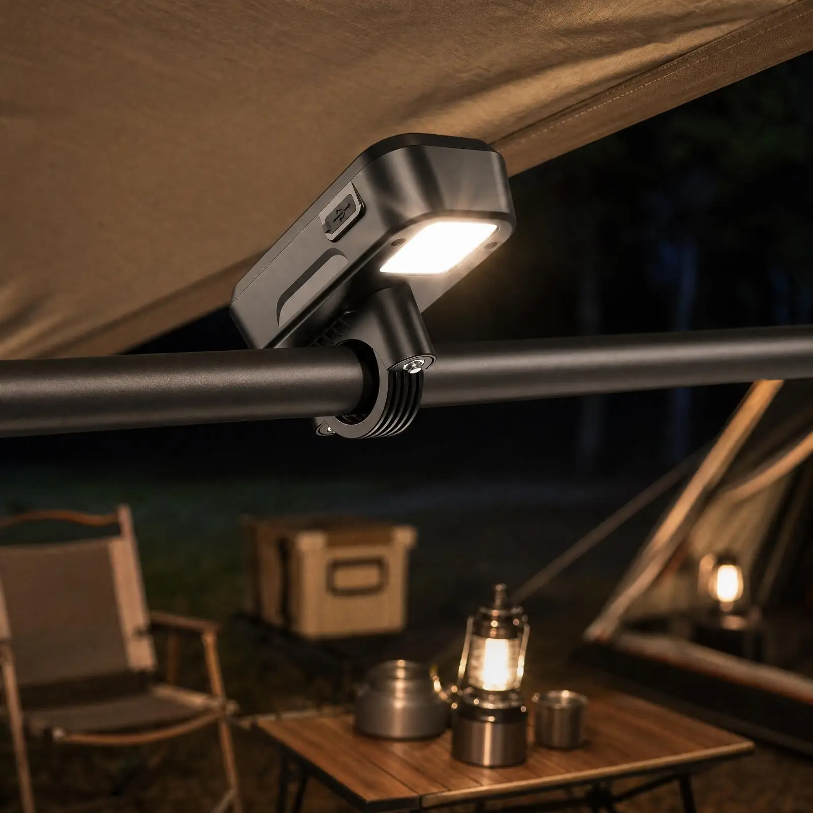Portable LED Camping Light USB-C Charging Clamp-on Grill Light Adjustable Brightness Compact for Grilling, Outdoor Cooking