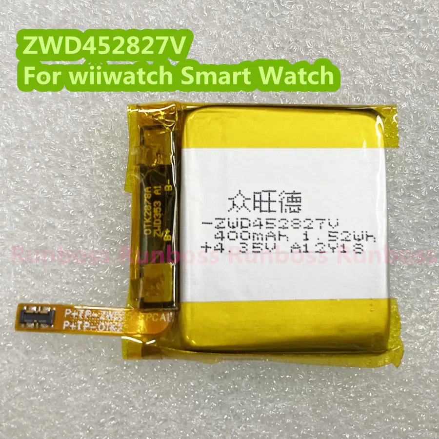 New ZWD452827V 400mAh Battery For Beckchain Shell Smart Watch wiiwatch ZWD 452827 Batteries