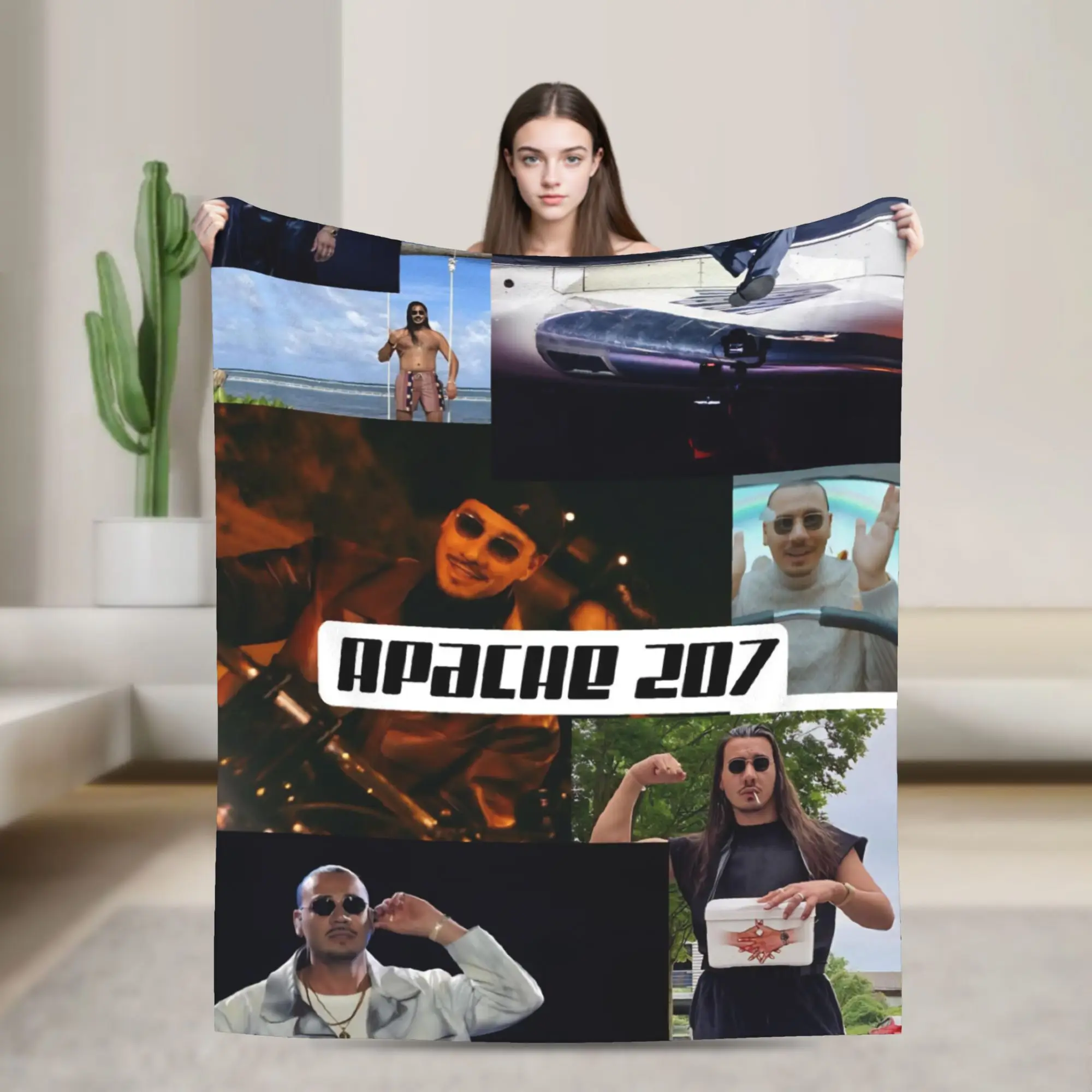 Apache207 Rapper Printed Blanket For Men Women Cozy Soft  Throw Blankets for Sofa 50x60 Inches Multiple Sizes