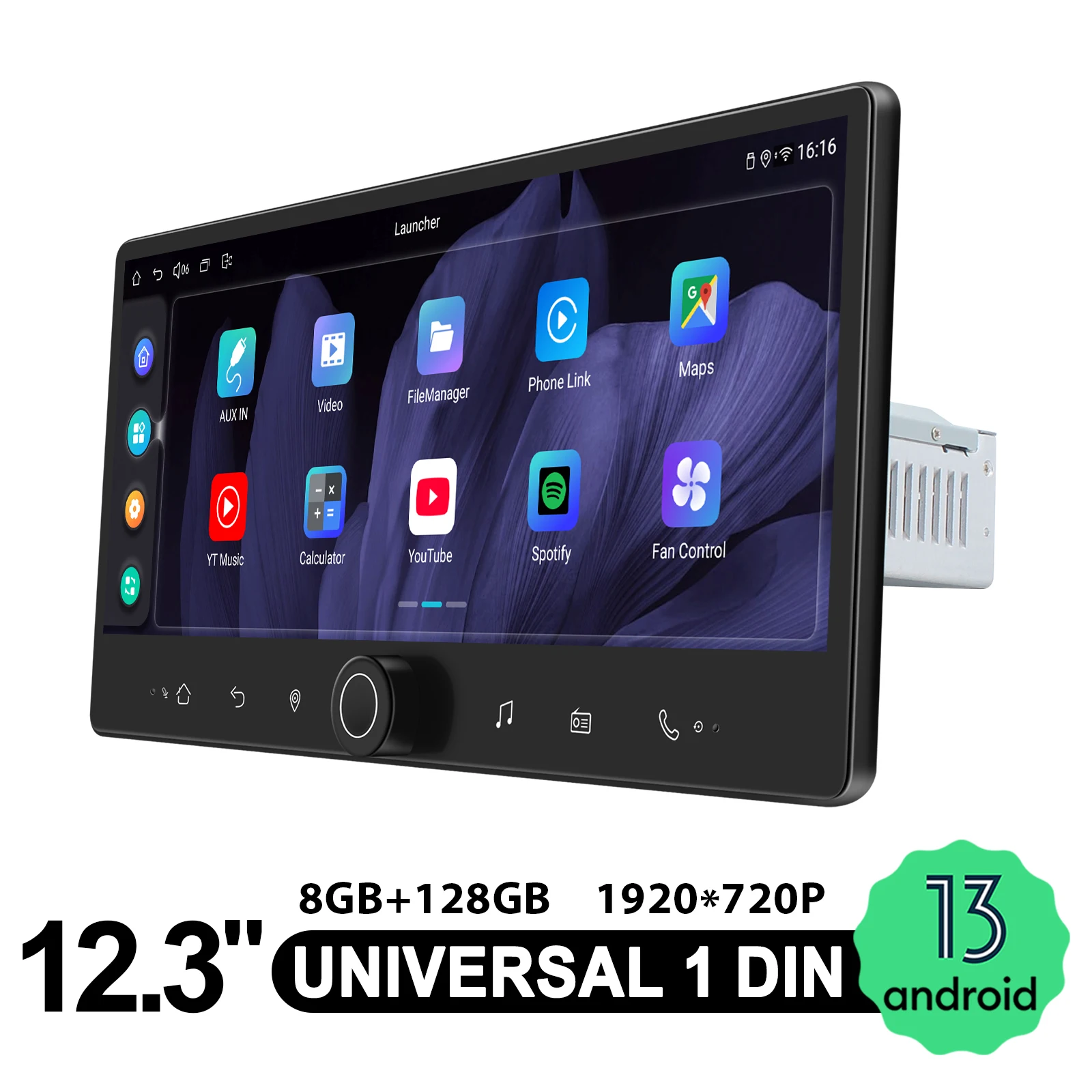 JOYING 12.3 بوصة أجهزة راديو ستيريو للسيارة مشغل وسائط متعددة صوت السيارة CarPlay وAndroid Auto مع HDMI 360 °   منفذ الكاميرا SUB Out SWC FM/AM