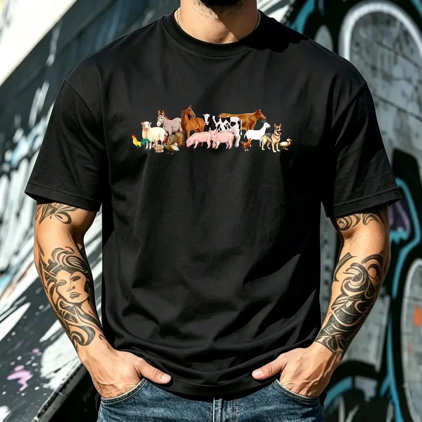 washed T Shirt Farm Animal Lover Farmer for Women Her long or short sleeves vintage Washed designer clothes Comfortable