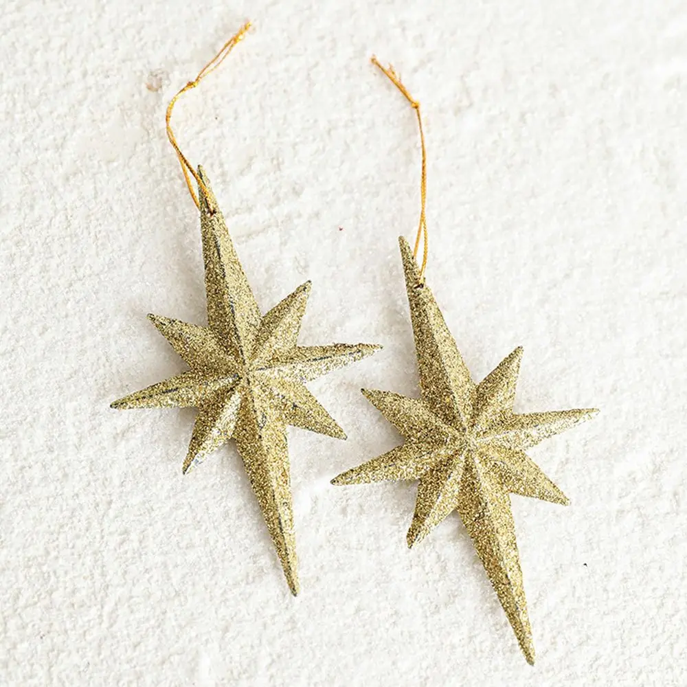 2pcs Plastic Christmas Star Pendant Elegant Festive Xmas Tree Hanging Ornaments DIY Merry Christmas Decor Hotel Office Decor