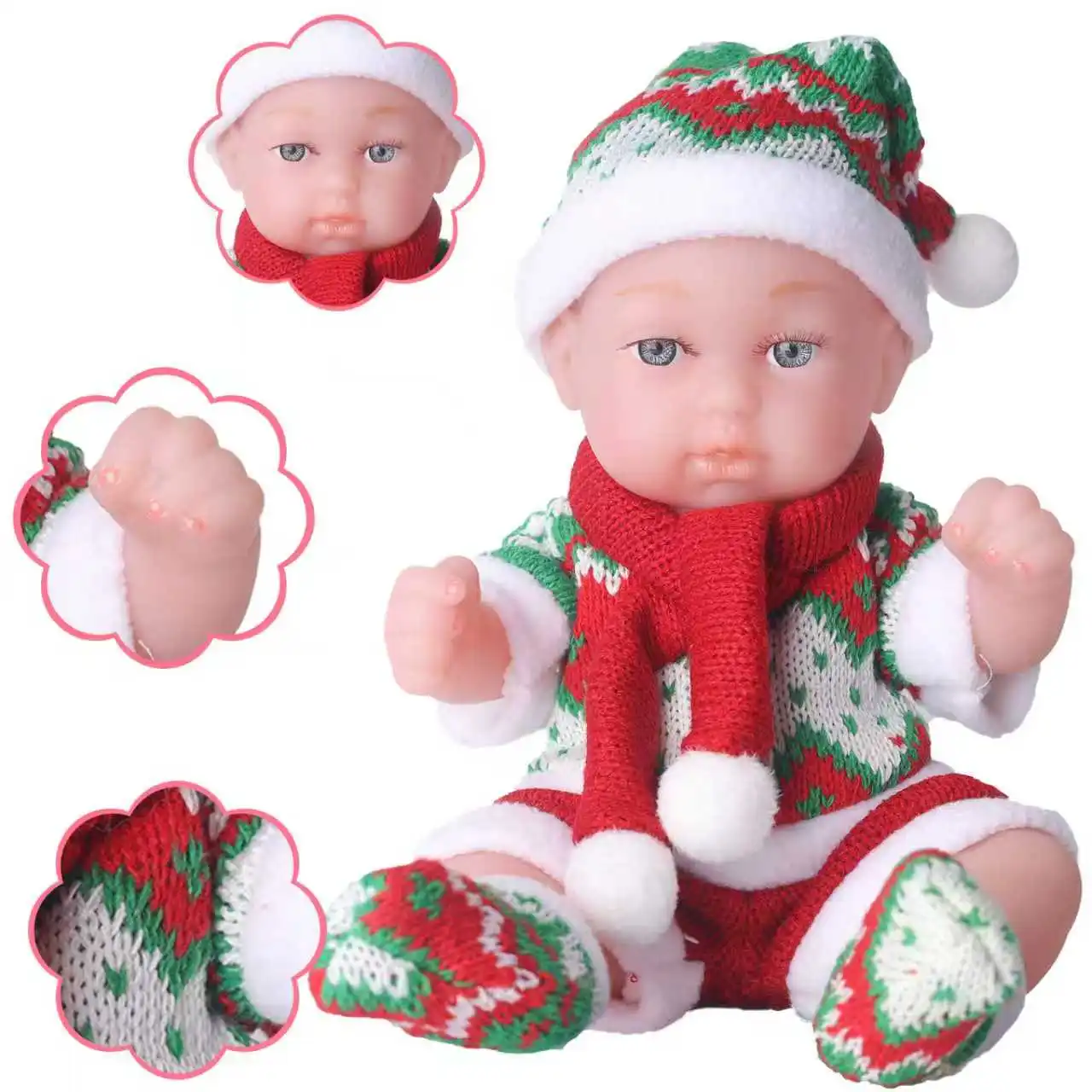 Bonecas reborn realistas, 11 polegadas, 28cm, fofas, lindas, cachecol de natal, luvas, laváveis, à prova d'água, corpo inteiro, vinil, bebê, presente para crianças