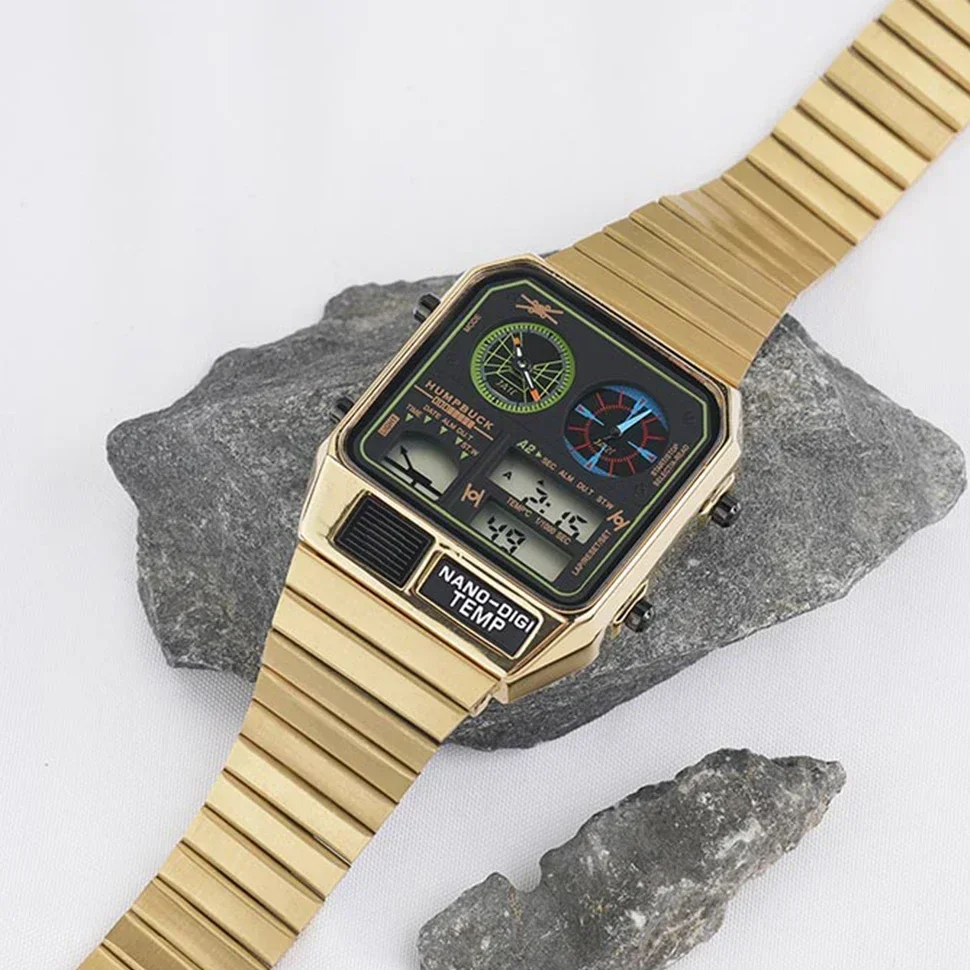 Мужские часы HUMPBUCK, классический дизайн, водонепроницаемые спортивные часы с цифровым дисплеем и вечным календарем