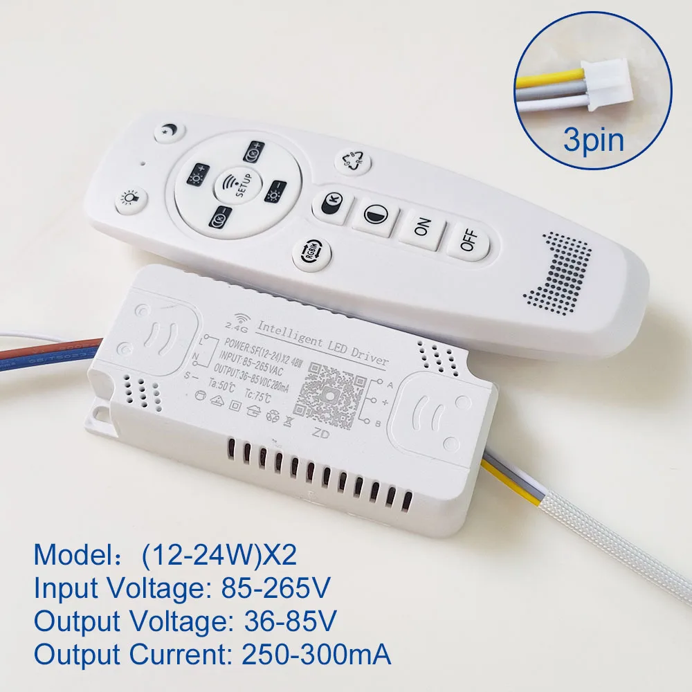 85-265V APP control LED driver 2.4G remote intelligent LED transformer (20-40-60-80W)X2 for dimmable color-changeable chandelier