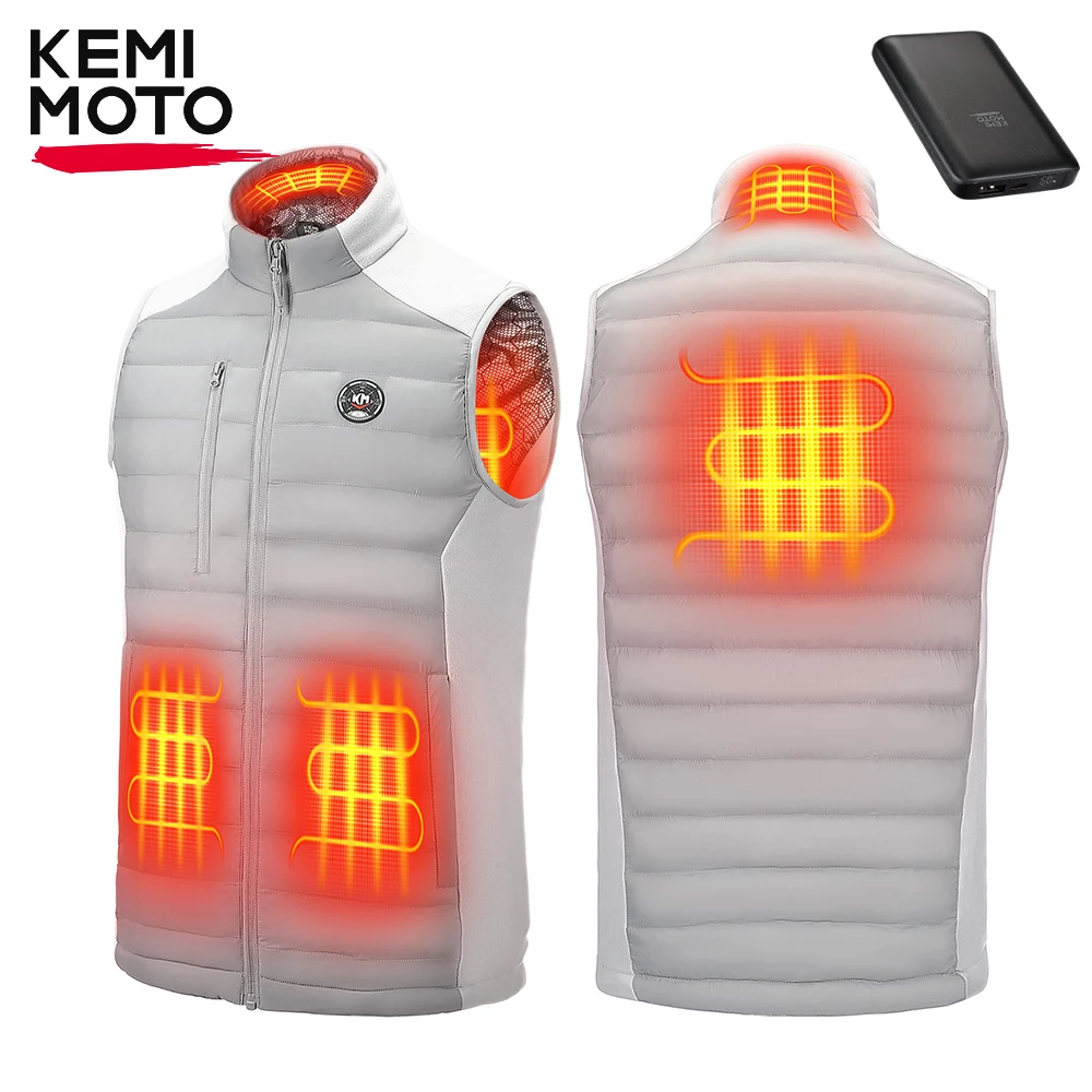 KEMIMOTO Heated Vest Unisex Electric Heating Winter Warm Hand Warmers Jacket with 10000mAh Power Bank for Outdoor Golf Sports