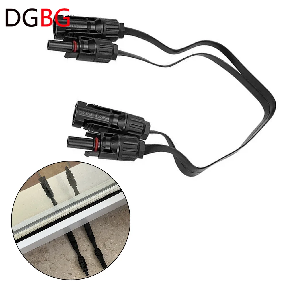 2Pcs 12AWG 10AWG 4mm2 6mm2 Female Male Waterproof Connectors Flat Solar Panel Extension Cable for RV Photovoltaic Home Balcony
