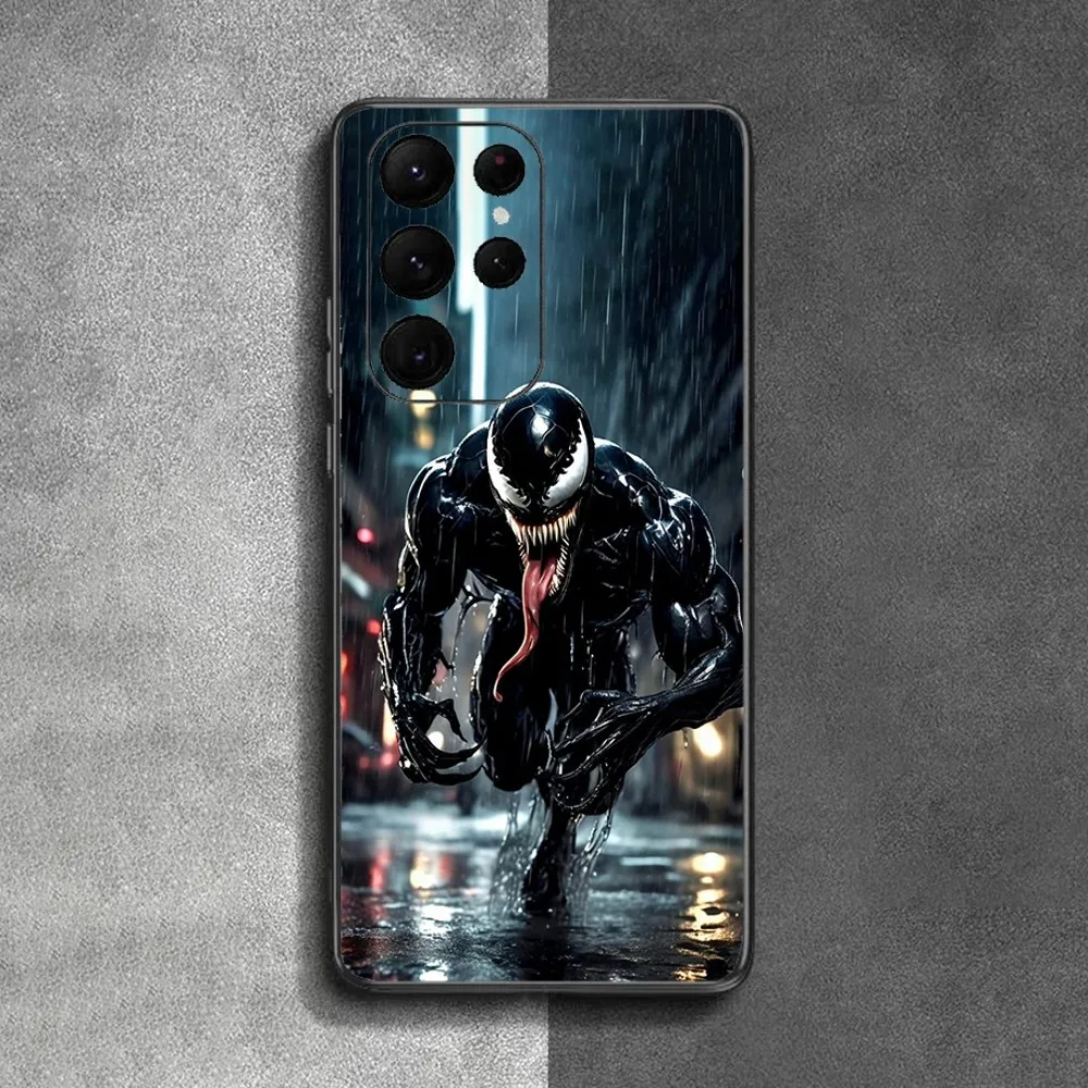 M-Marvel Superhero V-Venom Phone Case For Samsung Galaxy A52 A12 A51 S21 Edge S22ULTRA S23 S20LITE Plus Ultra Black Cover