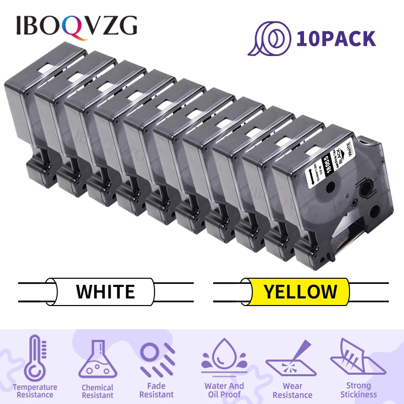 

IBOQVZG 10pk 18055 18056 18053 Compatible for DYMO Industrial Heat Shrink Tube 18051 18052 18054 18057 18058 for Dymo Rhino 4200