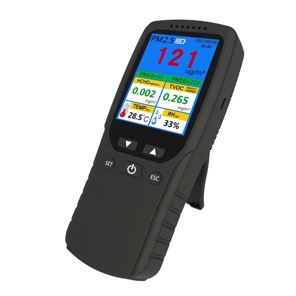 Fine Division Formaldehyde PM2.5 TVOC Benzene Detector Multifunctional Air Quality Temperature Humidity Meter