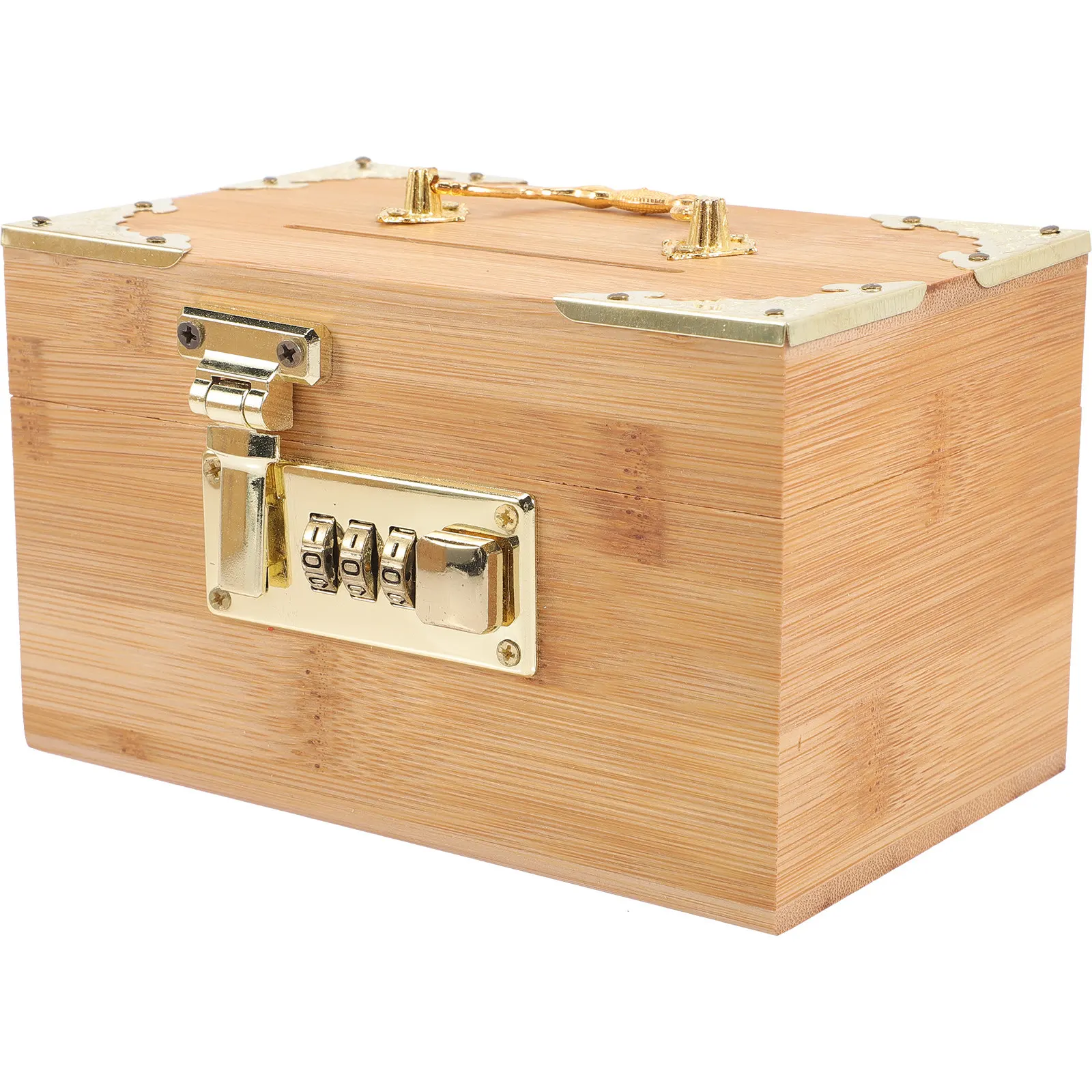 

Vintage Bamboo Treasure Chest Decorative Storage Box Pirate Piggy Bank Jewelry Organizer Retro Coin Bank for Home Decoration