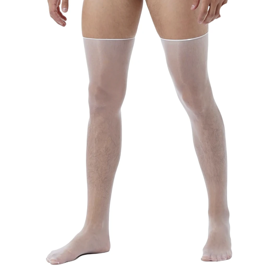 

Men's White Soft Socks Sheer Breathable Erotic Underwear Male Club Party Wear Sissy Transparent Stockings calcetines de hombre
