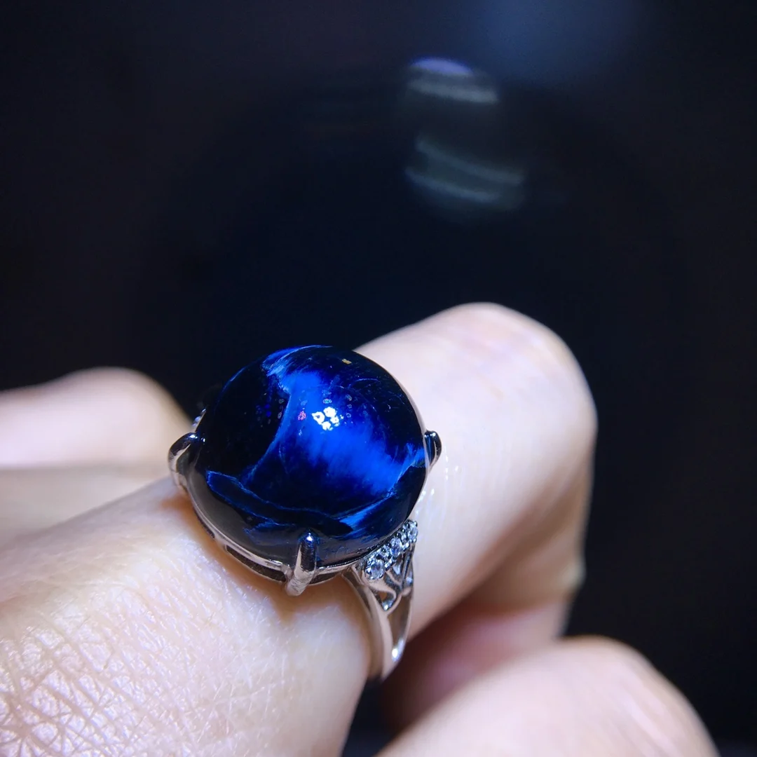 

Натуральное синее кольцо с питецитом, регулируемое, Намибия, 15.1/14 мм, ювелирное изделие из серебра 925 пробы, кольцо с питецитом-шатоантом, AAAAAA