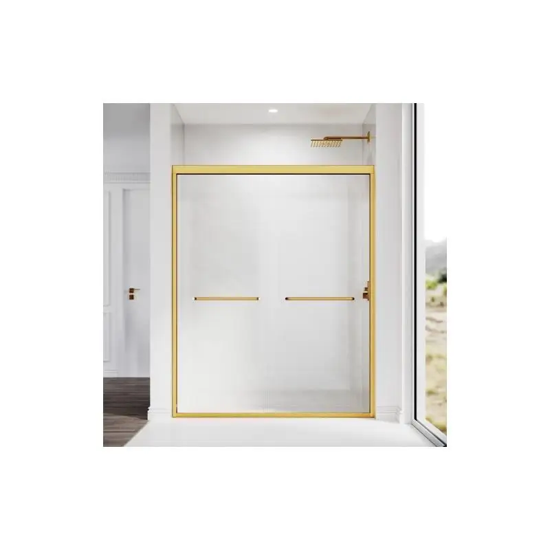 

Adjustable Semi-Frameless Sliding Shower Door, 50-54 in. W x 72 in. H, Thick Clear Tempered Glass, 304 Stainless Steel Handles,