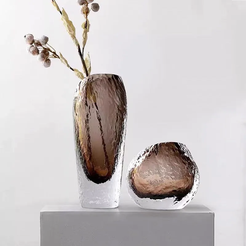 Moderne lichte luxe glazen vaas, ornament eettafel, woonkamer entree creativiteit