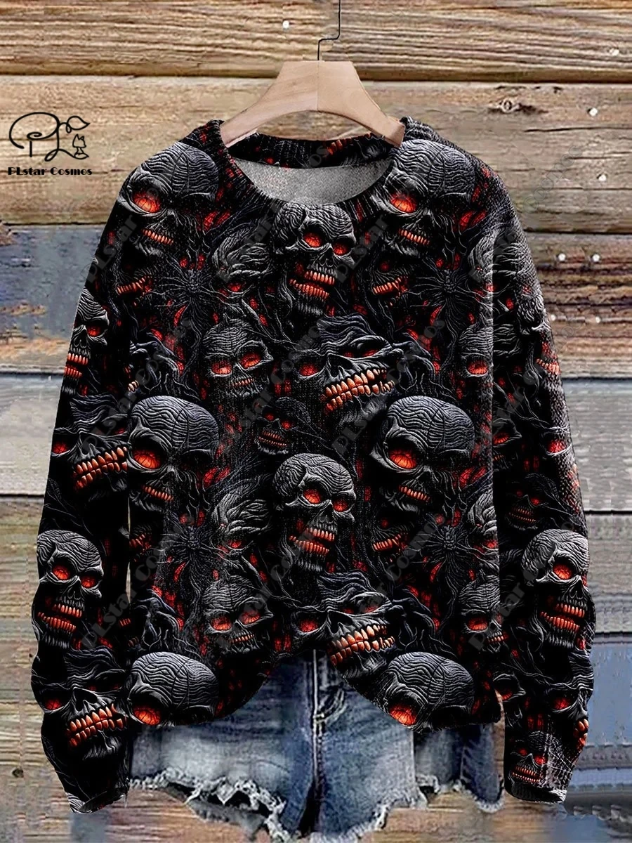 Nuovo scheletro divertente stampato in 3D gatto nero zucca pipistrello Gesù stampa artistica autentico brutto maglione invernale casual unisex