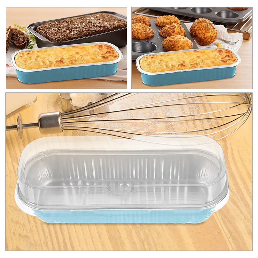 30pcs 200ML Baking Mold Mini Loaf Pans Lids Plastic Food Container Disposable Aluminum Foil Cake Pans Safe Material