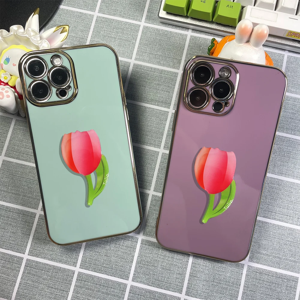 Soft Edge Case For Infinix Hot 12 Play 11 11S Nfc 10 10i Pro 8I Smart 6 5 4 Zero X Pro Neo Red Tulip Flower Bracket Phone Cover