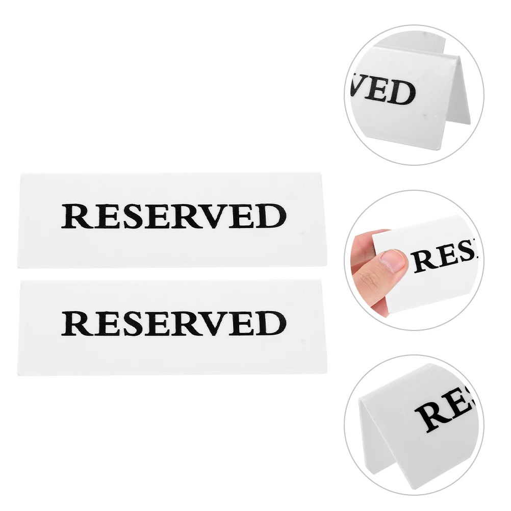 

2pcs Acrylic V Triangle Table Cards 20x7cm Black White Letters Hotel Restaurant Reserved Signs Reusable Decorative Table Sign