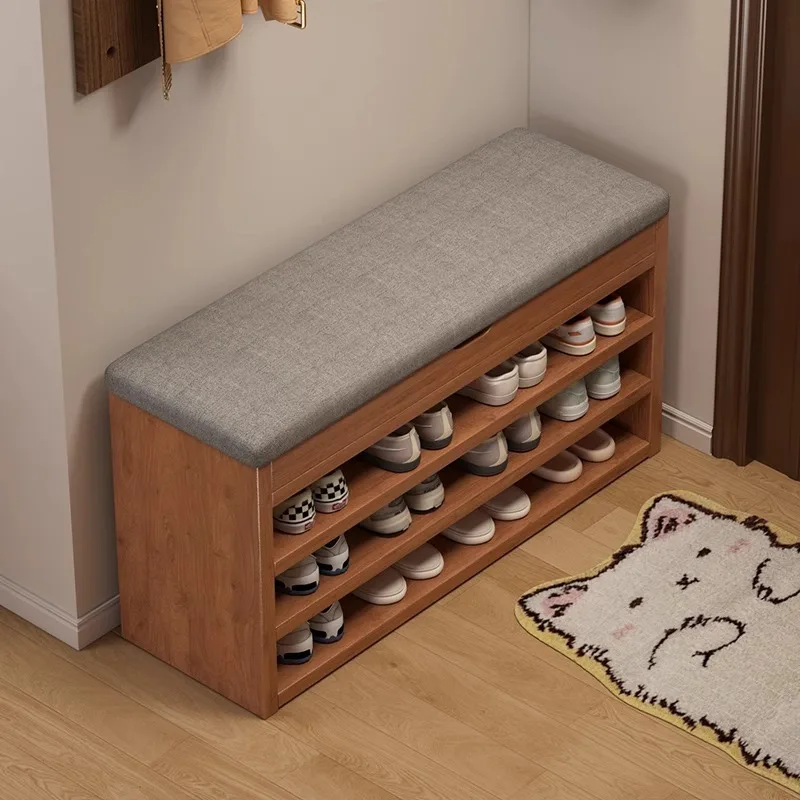 

Solid wood shoe stool can be used at the door of the home to sit on shoe rack, enter door, shoe cabinet stool, and stool