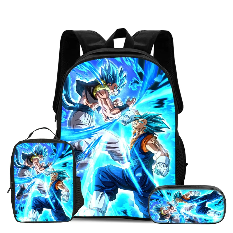 Dragon Ball 3Pcs Set School Backpack Super Saiyan Goku Backpack Pencil Bags Bookbag with Lunch bag Knapsack Best Gift
