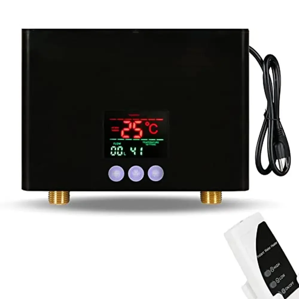 Electric Water Heater 110V 3000W Instant Hot Water Kitchen Bathroom Under Sink On Demand Remote Control Black Display IPX4