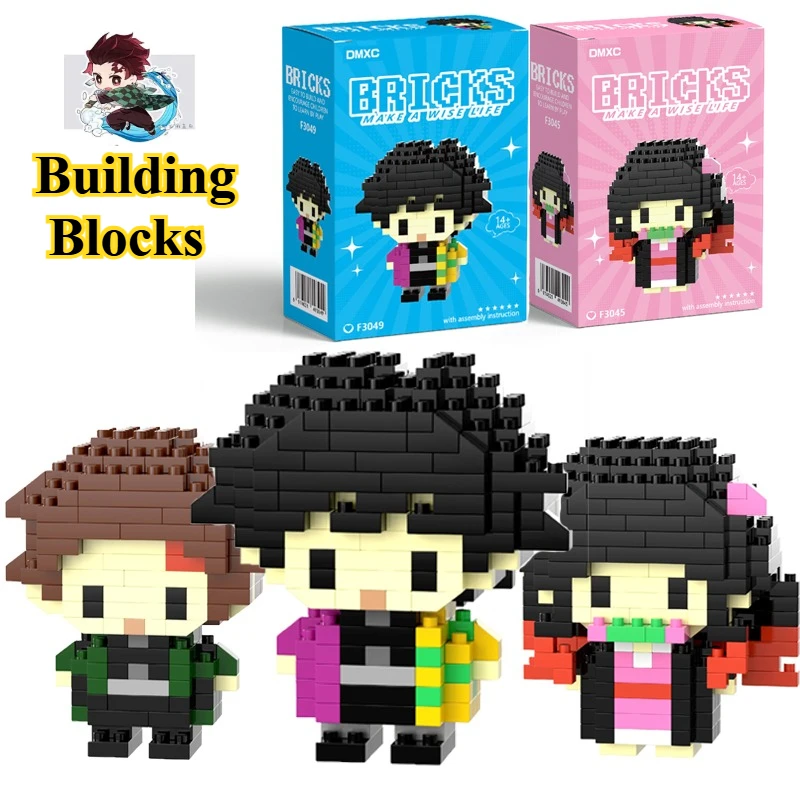 

Tanjirou Nezuko Zenitsu Building Blocks Animal Model Demon Slayer Small Particles Assembled DIY Puzzle children's birthday gifts