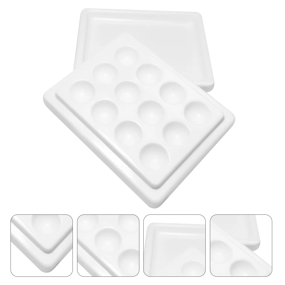 1 pçs cerâmica branca 12-grid paleta de arte do prego suave durável prático design de capa para manicure paleta de cores
