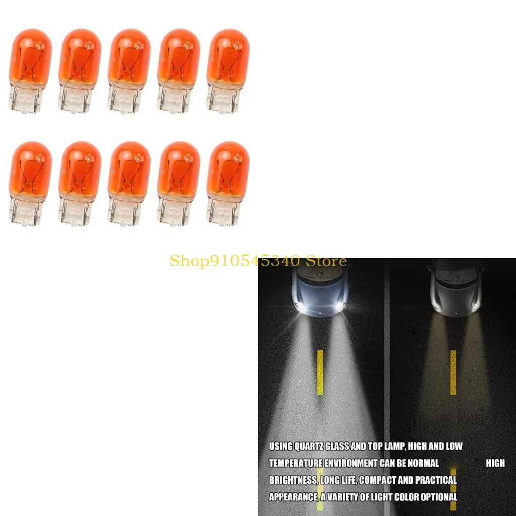 U2JA Vehicle Lighting T20 W21W 7440 Halogen Bulb 12V 21W Single Filament Glass Base 10 Pack for Signal and Brake Light Service